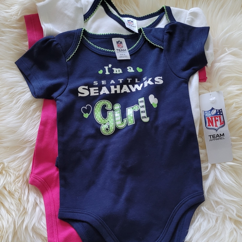 Seattle Seahawks 3-6 month 3 set onesies. BNWT